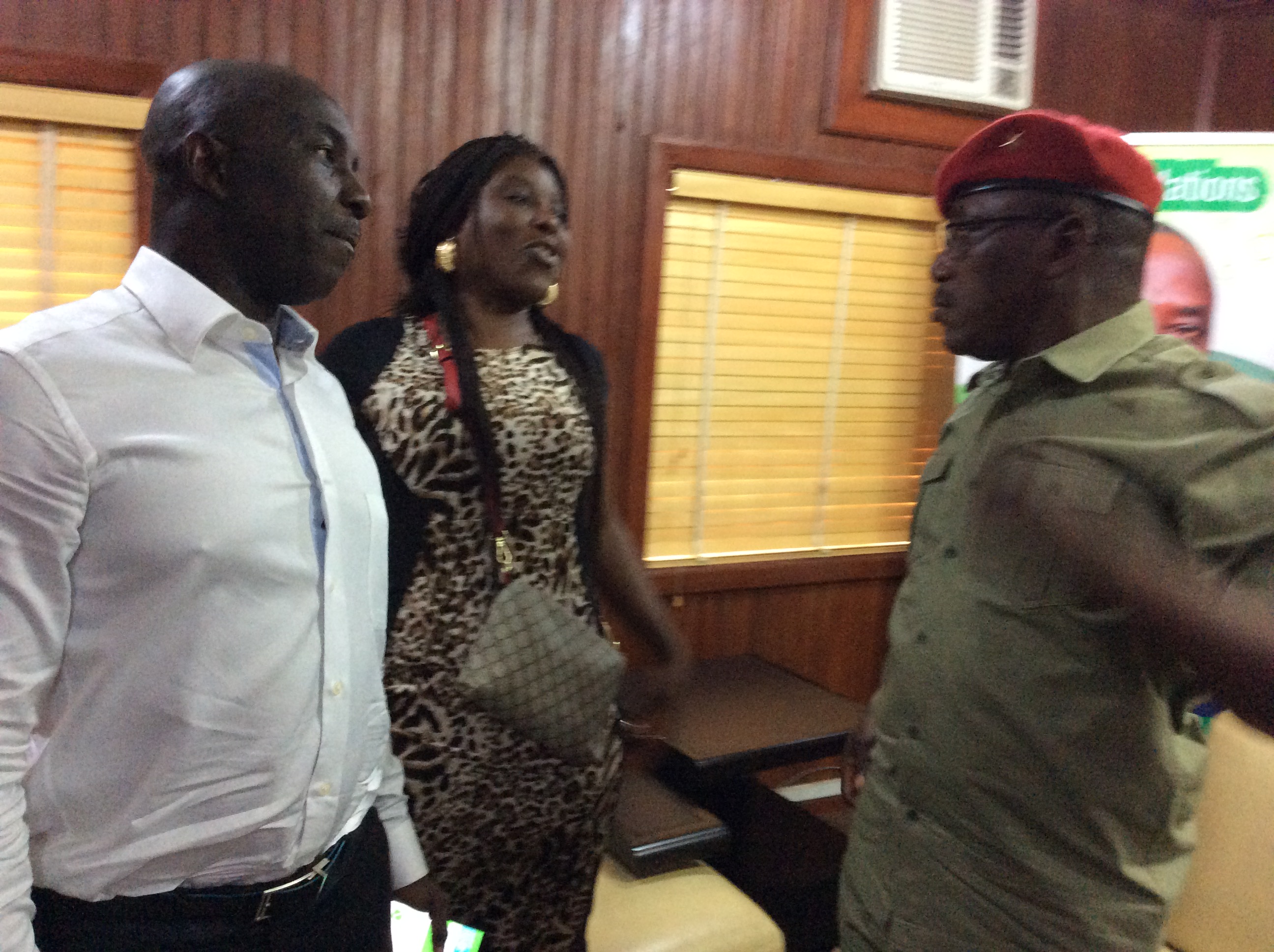 L-R Samson Siasia, his wife Eunice and Sports Minister, Solomon Dalung