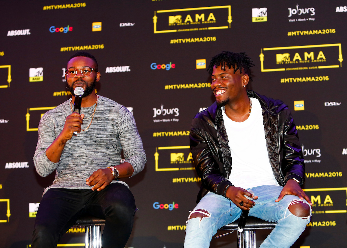 The artists Falz (L) and Ycee (R) during the MAMA press conference in Johannesburg, South Africa on October 21st, 2016