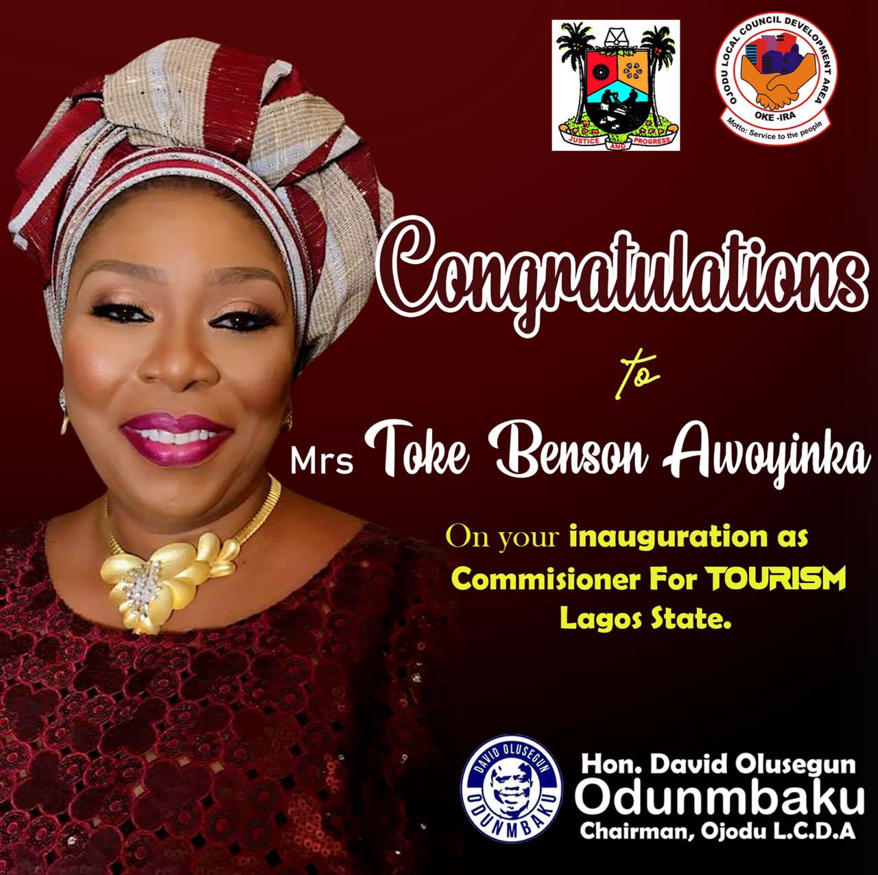 Segun Odunmbaku Congratulates Toke Benson On Inauguration As